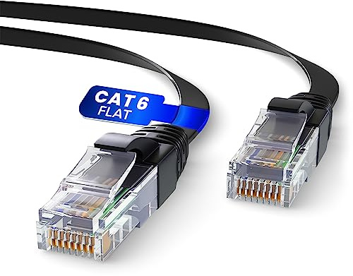 Mr. Tronic Cable Ethernet Cat 6 De 20m, Cable de Red Plano LAN Con Conectores RJ45 Para Internet Rápida & Fiable - Cat6 con Conexión AWG24 | Internet UTP CCA (20 Metros, Negro)