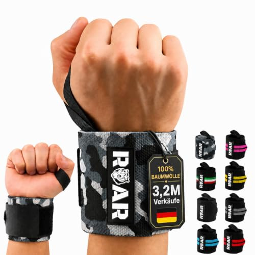 Roar® Wrist Straps Gym, Handgelenk Bandage, Wrist Support, Handbandage Handgelenk, Unterarm Bandage, Orthese Handgelenk, Calisthenics Griffe, Crossfit Grips, Gym Grip