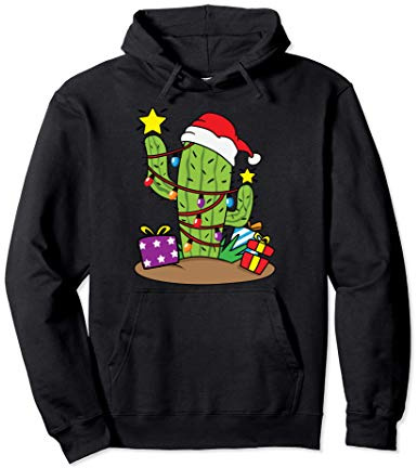 Cactus Árbol de Navidad Luces de Navidad Navidad Santa Mexic Sudadera con Capucha
