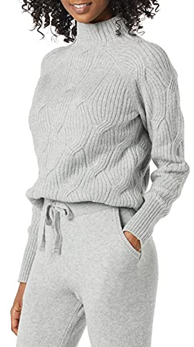 Amazon Essentials Mujer Jersey de Invierno de Manga Larga, Tejido Trenzado con Cuello en Forma de Embudo Suave al Tacto