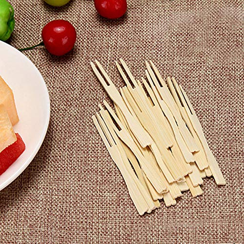 WHITE BERRY 100pcs Bamboo Cocktail Forks, 3.5 Inch, Perfect for Parties, Weddings, BBQs