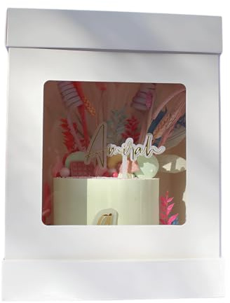 Olbaa 14 tall cake box. viewing window. Strong and sturdy for cake transport and presentation. 5 pack (10 wide White)