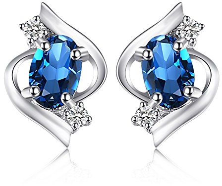 JewelryPalace Ovala 1,1ct äkta London Blå Topas Stiftörhängen Silver 925 Damer, Blå Topas örhängen Silver Med Blå Sten ädelstenar Flickor, Stiftörhängen Silver Små Med Natursten Kvinnor Gåva