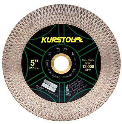 KURSTOL Diamant Trennscheibe 125mm - Diamant Schleifscheibe Fliesen | Bohrung 22,23/15,875 mm zum Schneiden und Schleifen von Keramikfliesen, Porzellan, Granit, Marmor