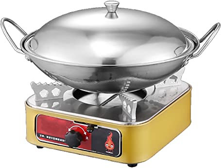 Camping Cookware Set Stainless Steel Spirit Cooker With Pot, Portable Camping Alcohol Stove, Lightweight Camping Utensils Pot Pans Set for Outdoor Camping, Gear Hiking,Yellow