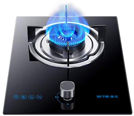 IBOWZ Tables de Cuisson à Gaz Brûleur intégré de 5,0 KW à gaz Noir sur Plaque de Cuisson/cuisinière/Table de Cuisson en Verre,pour réchauffer,Cuisiner,bouillir,Frire,mijoter [Classe énergétique A]