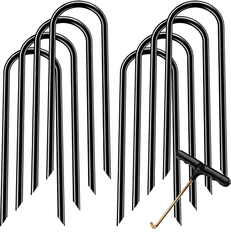 Trampoline Stakes Trampoline Anchors High Wind Heavy Duty Trampoline Accessories Galvanized Steel Set of 8 for Trampolines, Swing Sets, Canopies, Camping Tarps, Trapping, Sheds, Dog Tie Out