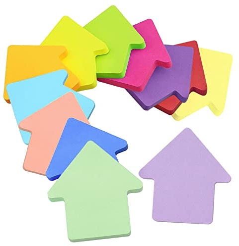 12 Farben Farbige Haftnotizen, Haftnotizen Klebezettel | Farbig Blätter Notizblöck Super Sticky Notes für Büro Zuhause Schule Sitzung (Pfeil+600 Blatt+70*70mm)