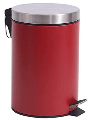 Poubelle Rouge Ronde Muet Pédale Maison Cuisine Poubelles Salon avec Couvercle Muet Ralentir Conception 7 Litres / 12 Litres (12L)