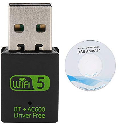 WiFi Dongle, Mini Trådlöst Nätverk Bluetooth-mottagare USB-adapter för PC Stationär Bärbar Dator Support 10 8 8.1 7 Vista XP Vista OS600MB WiFi 4.2 Nätverkskort AC600