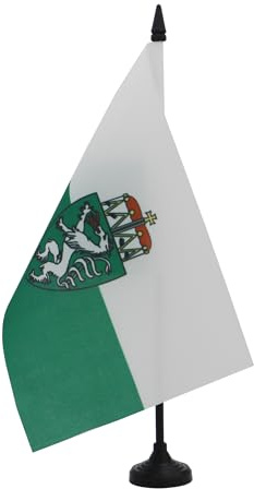 AZ FLAG - Styrian bordsflagga 21 x 14 cm - liten skrivbordsflagga 100% polyester med 25 cm skaft och svart plastbas