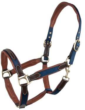 Brama West Pferderhalfter Johnny - 2 Fach verstellbar - Lederhalfter mit Naylon - Weidehalfter - Gr. Xfull | Extra Stabil