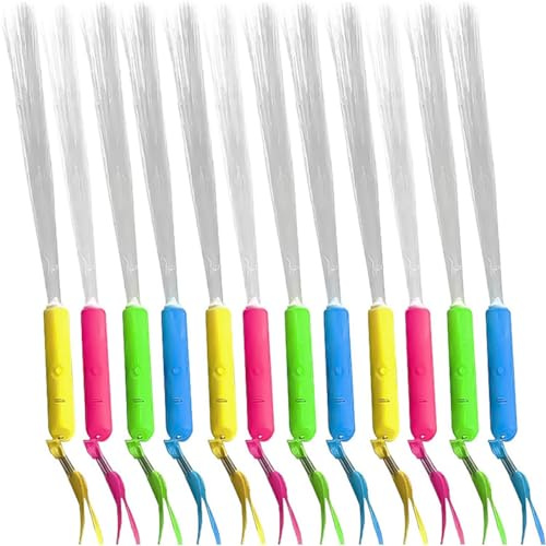 VOANZO 12 Stück Fiber Optic Rod Glow Sticks 35 cm Leuchtstab mit 3 Lichtmodi für Party, Konzert, Event, Geburtstag, Hochzeit