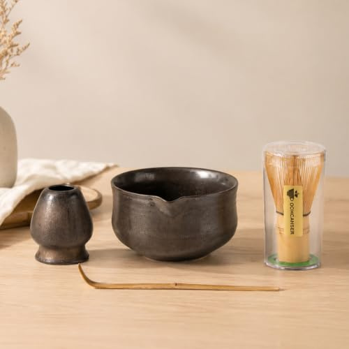 Ochcahser Matcha Set, Japanese Tea Set Includes Matcha Bowl with Spout, Matcha Whisk Holder (chasen), Bamboo Matcha Whisk and Bamboo Scoop, Ceramic Matcha Kit for Tea Lovers