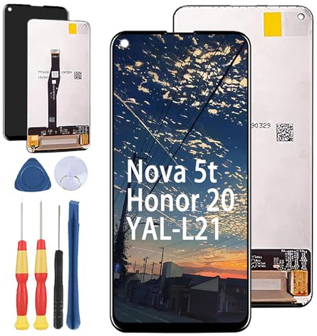 Yuxyiony Neuer LCD Bildschirm Ersatz für Huawei Nova 5t /Honor 20 YAL-L21 LCD Display Touch Screen Reparaturteile mit Werkzeug.