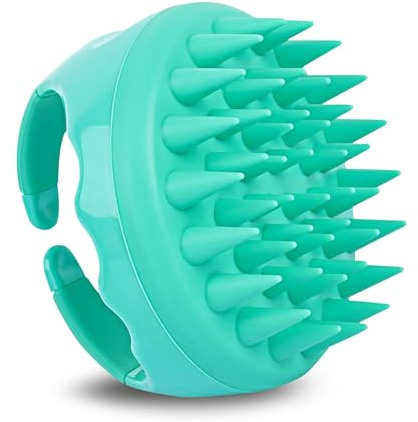 SAVION Scalp Massager Brush Relaxes Scalp and Relieves Itching - Hair Brush Exfoliator for Dandruff Removal - Soft Silicone Head Scrubber for Wet & Dry Strands - for All Hair Types