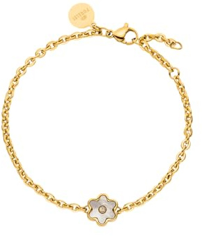 Purelei Flourish Armband, Filigranes Armband für Damen mit Blütenanhänger, Wasserfest Armband aus Edelstahl, Lange verstellbar 16-19 cm
