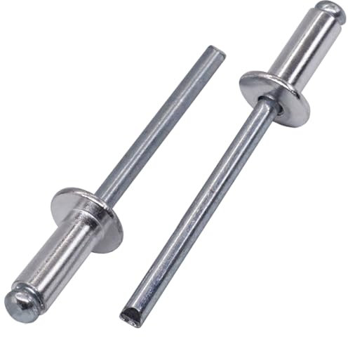 SKIR'CO 50 rivetti ciechi in alluminio 5,0 x 12 mm, mandrino in acciaio, rivetti a testa bombata, DIN 7337