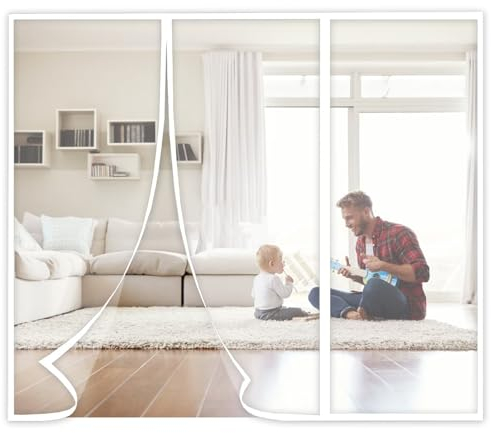 Magnet Fliegengitter Balkontür 215x275cm Fliegengitter Fenster Dachfenster Insektenschutz Ohne Bohren für Balkontür Schiebetür Fenster Garage Weiß