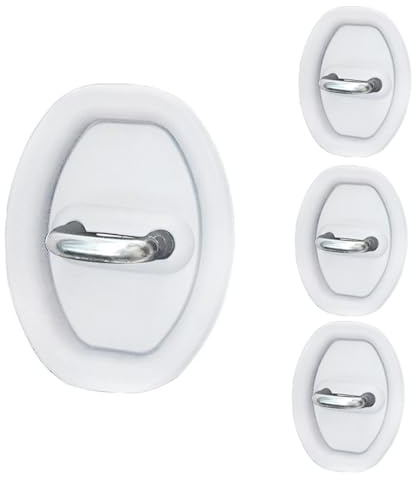 BFRDGE 4Pcs Car Door Lock Cover, for VW Tiguan 2017-2022 2023 2024 Car Door Latch Protective Cover, Silent Shock Car Silicone Door Latch Protective Cover,B White