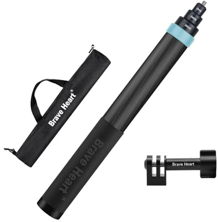 Perche à selfie invisible en fibre de carbone pour Insta360 ONE X4, X3, R, RS, X Insta 360 GO 2, 3 GoPro Max Gopro Hero 12, 11, 10, 9, 8, 7 Accessoires pour caméra panoramique (Bleu) 3 m