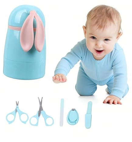 Babynagelknipser 5 Stück aus Edelstahl und Abs für Babys | Blaues, Kreatives Design, Tragbar und Leicht, für Neugeborene, Kompakt zu Verstauen