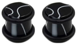Tolldek 6mm Tunnel Herren 2 Stücke, Massiv-Zylinder mit String Expander Stretchers Ohrringe, Acryl Schwarz Ohrringe Rock für Frauen Körper-Piercing Schmuck