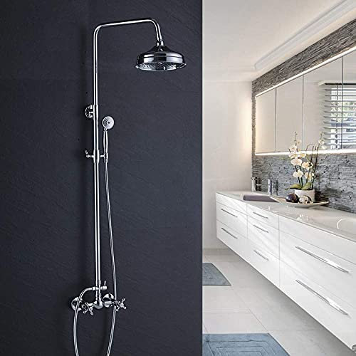 Shower System New Rain Shower Head 8 Inch Shower Head Shower Mixer Tap Shower Set Shower Faucet with Hand Shower Polished Chrome, Chrome 1, EUZLKDXU, Chrome 1