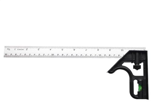 Équerre combinée en métal – Équerre de menuiserie, règle d'angle en acier inoxydable | Règle d'angle carré de menuiserie 45/avec niveaux à bulles, outil de mesure pour ingénieur menuisier