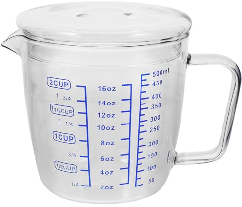Amosfun 500mGlass Measuring Cup with Scale, Heat & Cold Resistant, Microwave Safe for Baking, Cooking, Meal Prep – for Home Bakers, Professional Kitchens, Tea Lovers