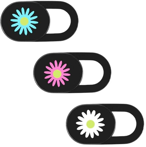 Piriuuo 3 Pcs Laptop Camera Cover Slide, Webcam Cover Slide Cute PC Camera Covers Flower Cameras Cap Ultra Thin Privacy Protector Fit for PC, Tablet, Smartphone