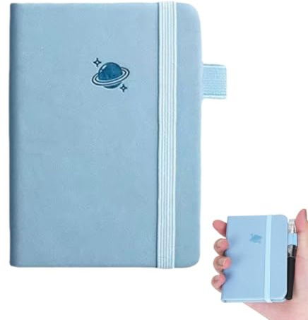 BIKPRST Taccuino Tascabile Taccuino A7 Quaderno Appunti Piccolo Mini Diario 96 Pagine Taccuino In Pelle Con Chiusura Elastico Per Scolastiche, Ufficio（Blu）