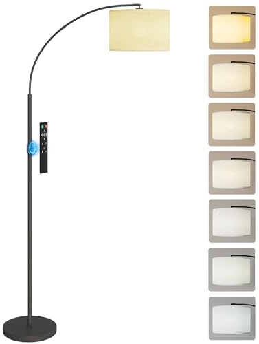 HOMCOM Stehleuchte Wohnzimmer LED dimmbar 180 cm Schwarz | Fernbedienung, verstellbarer Schirm, 11 Farbtemperaturen, 11 Helligkeitsstufen, Timer, Glühbirne enthalten