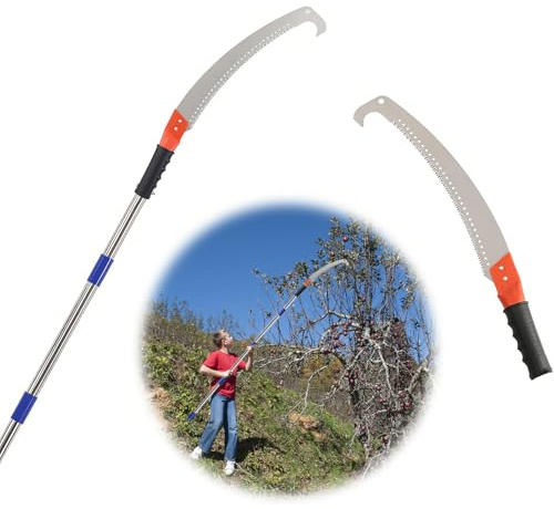 Trädsåg, 15 m långt handtag för att skära grenar, robust trädbeskärningsstång, ergonomiskt halkfritt handtag för trädgård, uteplats, skärning av höga grenar