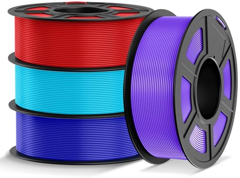 TECBEARS PLA+ Filament 1,75 mm Bundle 4KG, Erhöhte Zähigkeit PLA Plus 3D Drucker Filament, Vakuumverpackung, Maßgenauigkeit +/- 0,02 mm, Farbe: Cyan, Blau, Rot, Lila