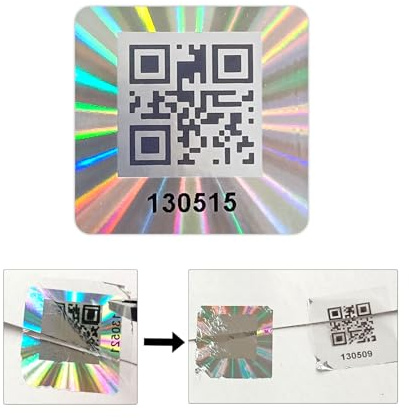 Hologramm Manipulationssichere Aufkleber mit QR-Code Authentische Sicherheitssiegel Holographische Garantie leere Aufkleber Sicheres Anti-Fake-Etikett (2.5x2.5cm, 250pcs)