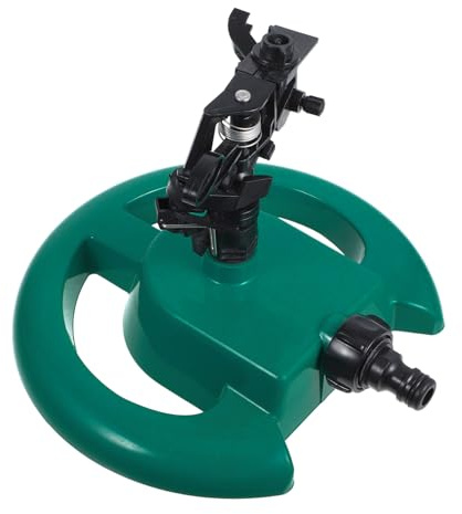 TOBBOMEY Aspersor de Césped Automático Giratorio para Riego de Jardín Plástico Resistente Verde Sistema de Riego para Césped Plantas y Huerto Exterior