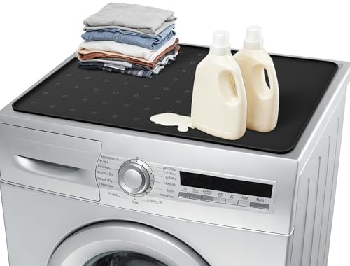 WZGUSXN Washer Dryer Countertop 26x18 – Silicone Topper Mat for Front Load Machines | Creates a Laundry Folding Station & Protects from Spills, Scratches & Noise 1 Pack（Black）