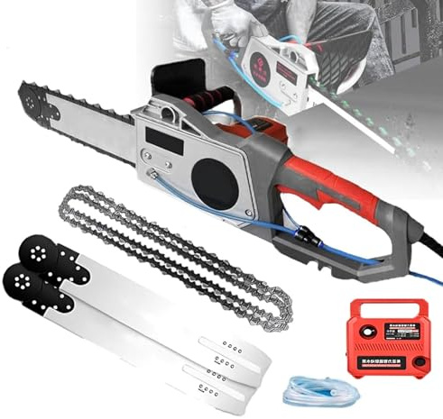 LoJax Sierra Eléctrica para Cortar Hormigón, Motosierra Eléctrica para Muros, con Supresión De Polvo por Agua Y 2 Cadenas/2 Barras Guía, Profundidad De Corte De 35 Cm/48 Cm