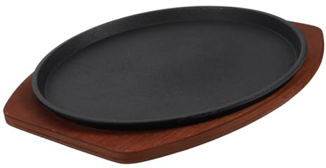 Hierro Plancha Base Fundido de Madera de Filetes | Sartén para , Uso en Parrilla Exterior y Cocción Uniforme, Diseño Compacto Fácil de Guardar