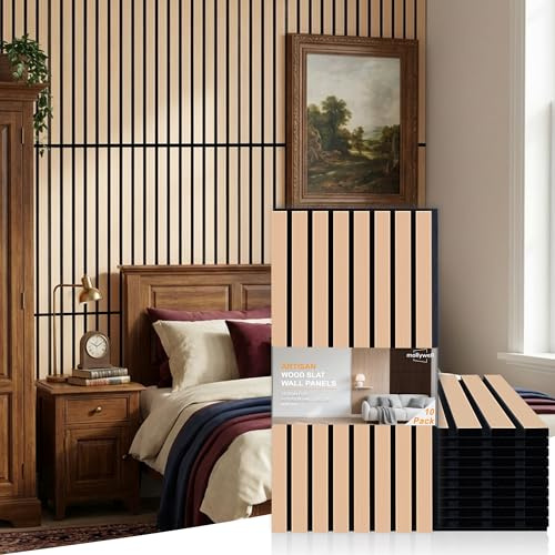 Mollywell Wood Panels for Wall, Oak, 10 Pack, 60x30 cm
