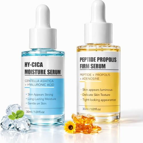 Yartmon WHP Peptide & Propolis Face Serum with Hyaluronic Acid, Hydrating Moisturising Facial Essence Duo, Lightweight Anti Aging Skincare, Glow Boosting Repair Serum Set, 2 x 30ml