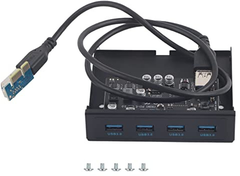 PCI-E auf 4X USB 3.0 Erweiterungsriser-Karte mit NEC720201-Chip, Front-Adapter für Diskettenlaufwerk mit SATA-Stromanschluss und Low-Profile-Design für Desktop-PCs