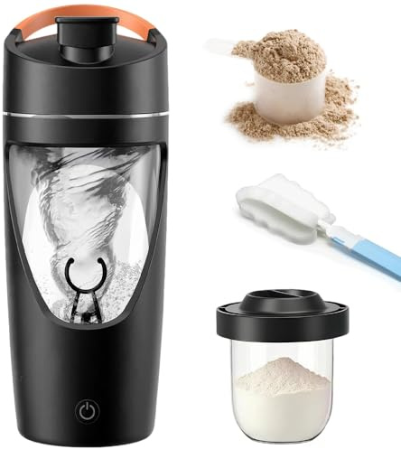 BIZOI Elektrischer Shaker, 700ml Elektrischer Protein Shaker, Elektrischer Eiweiß Shaker mit Pulverfach und Bürste, BPA-frei Tritan, Shaker Elektrisch für Proteinshake und Milch Shake