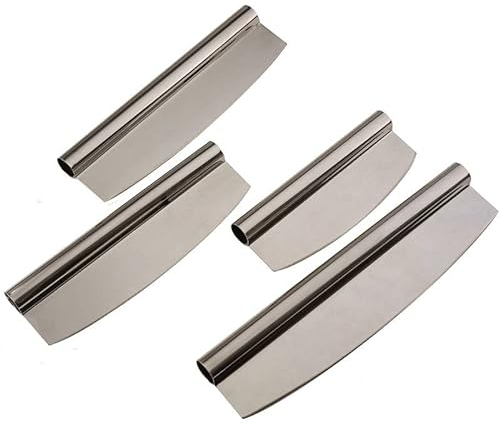 Erre4m Tagliapizza Mezzaluna Professionale da 30 cm in Acciaio Inox con Impugnatura a Tubo