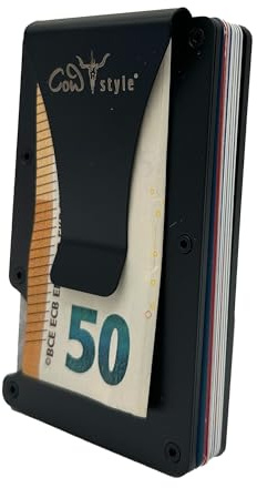 COWstyle Geldbörse mit Gravur RFID Slim Wallet mit Geldspange/Klammer - Personalisierbar mit Namen Datum oder Logo - Business Kartenetui Cardholder Portemonnaie - Geschenk für Papa zum Geburtstag
