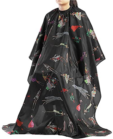Hairdressing Cape, Hairdressing Gown, Hairdressing Accessories, Salon Hair Cut Apron Barbers Hair Cutting Styling Cape for Barbershops, Beauty Shops (Black & Red Stripes)