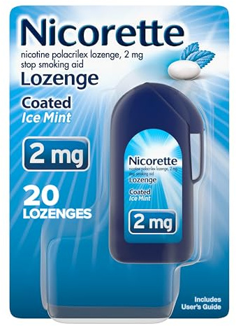 Nicorette 2 mg Coated Nicotine Lozenges to Help Stop Smoking - Ice Mint Flavored Stop Smoking Aid, 20 Count Lozenge