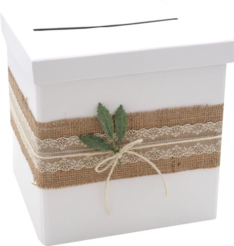 ZauberDeko Briefbox Kartenbox Rustikal Hochzeit Vintage Jute Spitze Kraft Natur Geldgeschenk Deko Martha