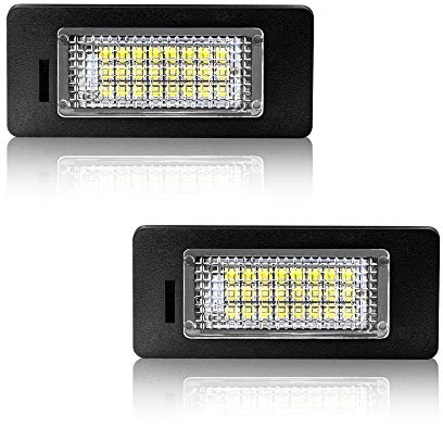 Safego LED Éclairage de plaque d'immatriculation Auto Ampoules Super Brillant 6000K Xénon Blanc 24 SMD Feux arrière pour E39/E46/E60/E70/E90/E91/E92/E93/F10 etc, 2 pièces